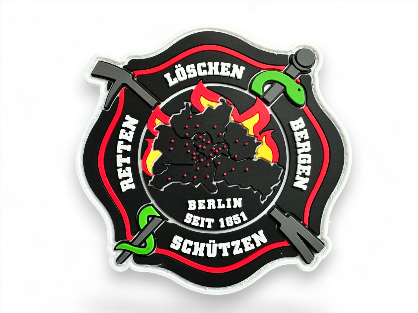 Asklepiosstab mit Schlange / Patch Berlin / Feuerwachen