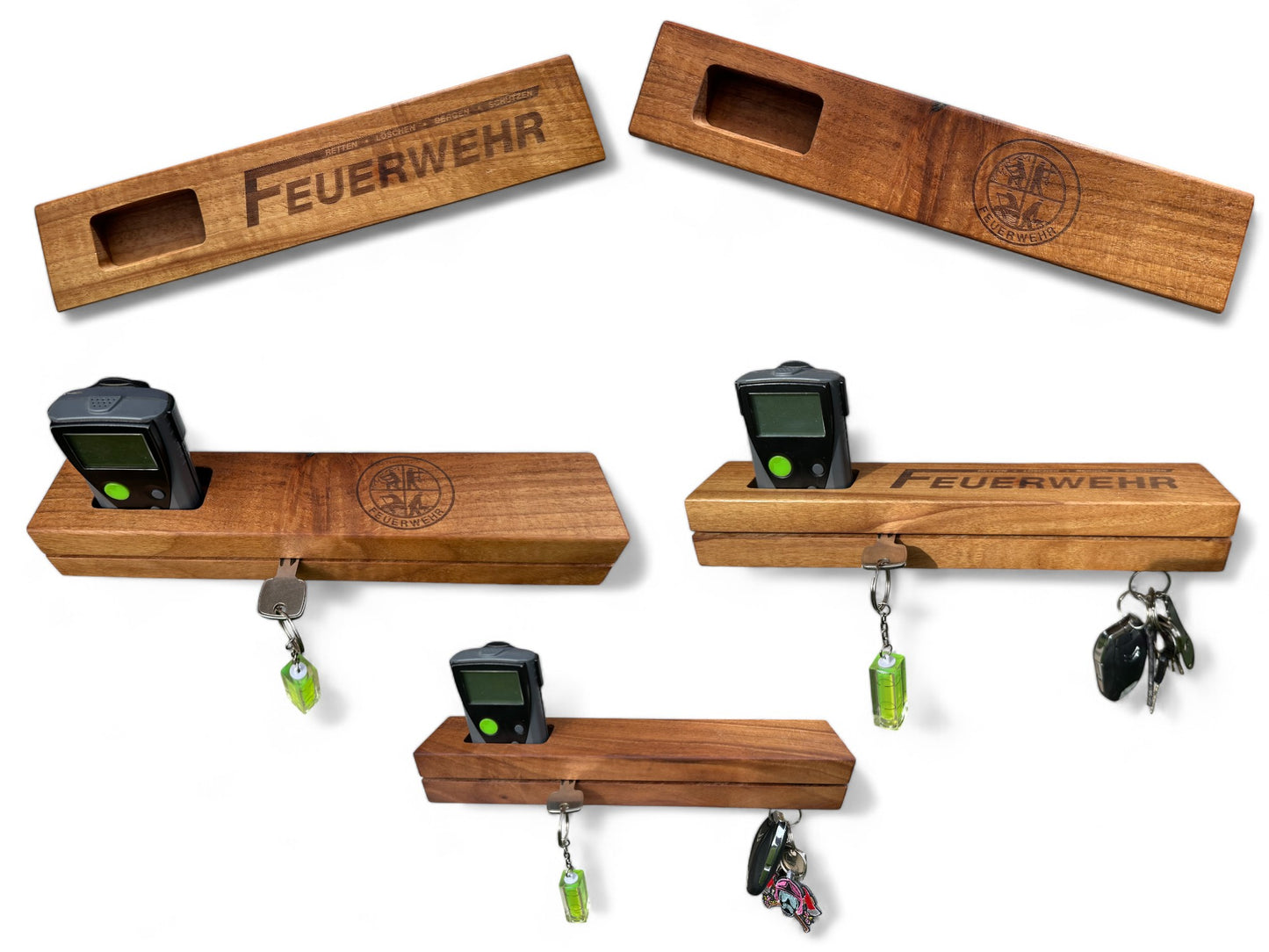 Melderparkplatz / Schlüsselbrett Feuerwehr aus Holz mit Gravur