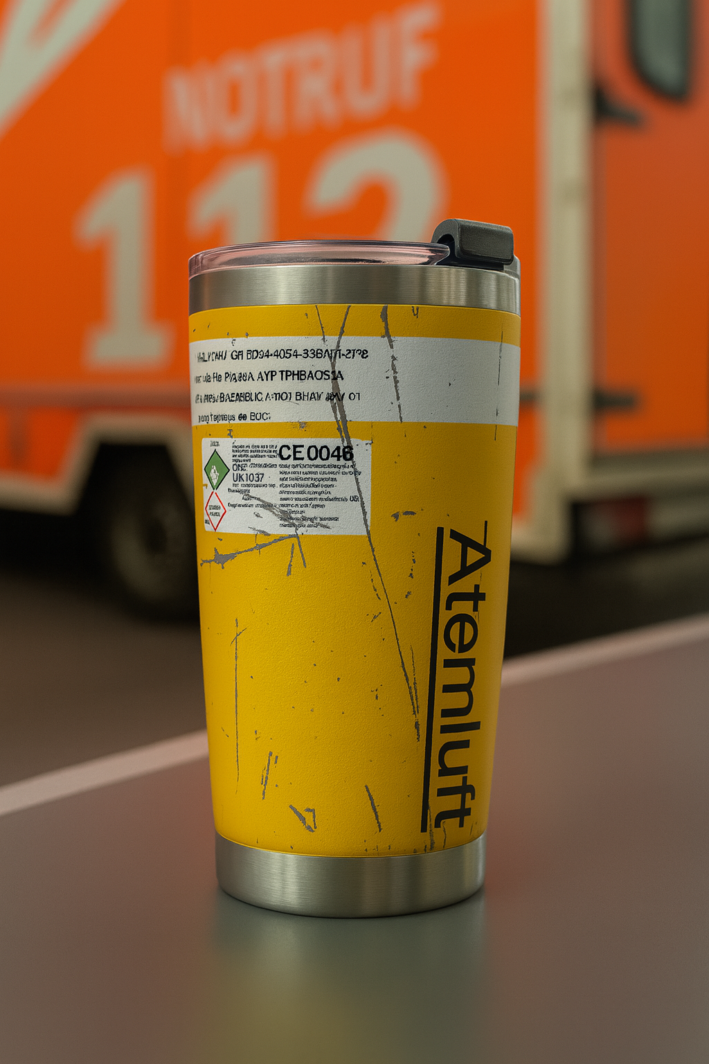 Feuerwehr Thermobecher Atemluftflaschendesign