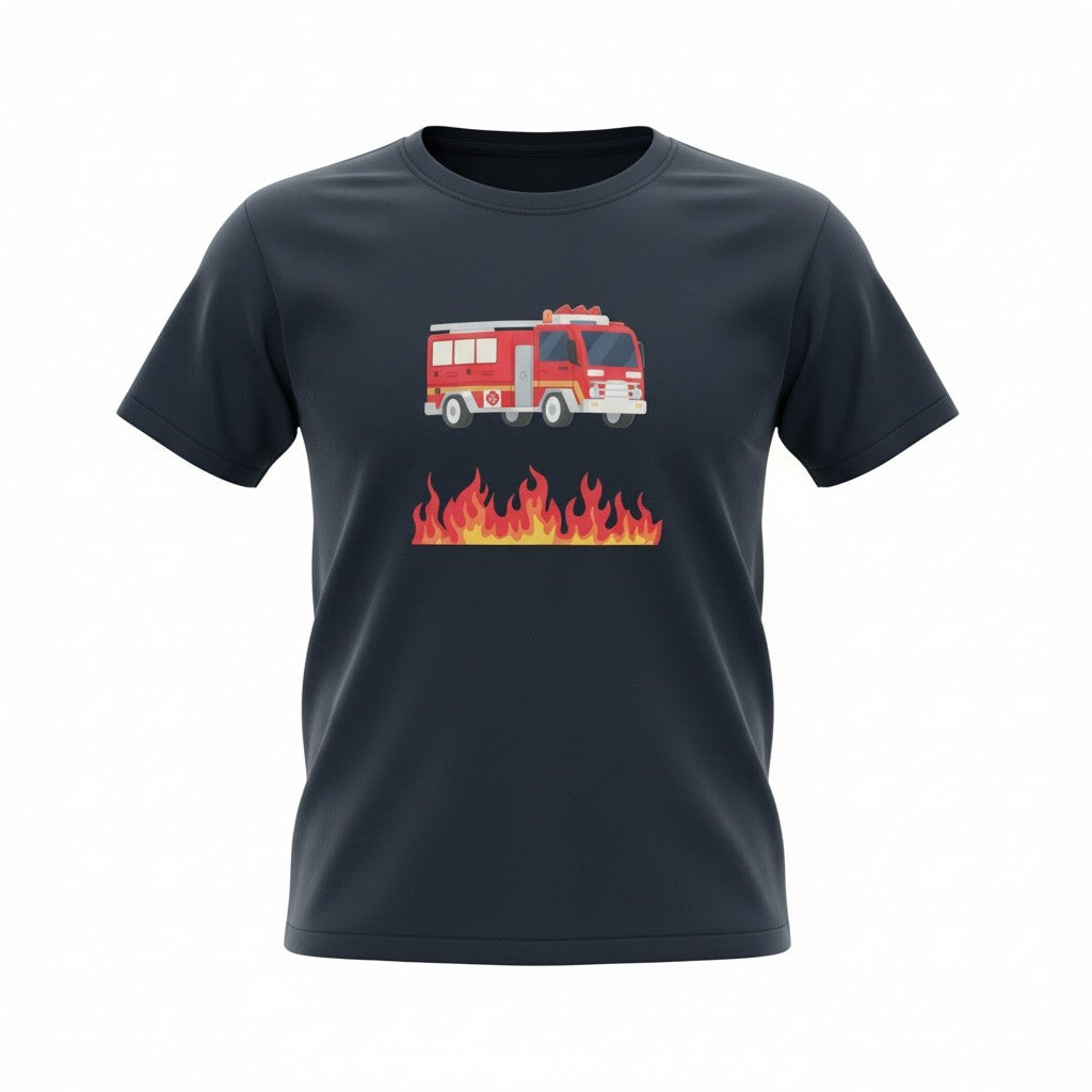 T-Shirt Kinder Feuerwehrauto mit Flammen Feuerwehr Berlin 