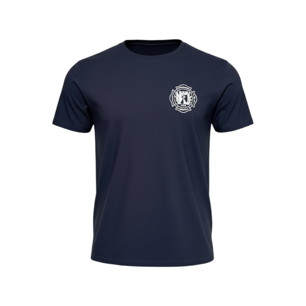 Berliner Feuerwehr T-Shirt Feuerwache Urban mit Brustlogo und Rückenprint Wachwappen vorne / Wachpatch